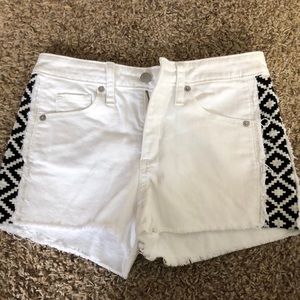 white universal threads shorts with embroidery